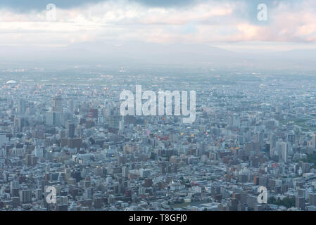 Sapporo City Skyline Blick vom Berg Moiwa. Sapporo, Hokkaido, Japan Stockfoto