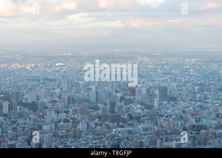 Sapporo City Skyline Blick vom Berg Moiwa. Sapporo, Hokkaido, Japan Stockfoto