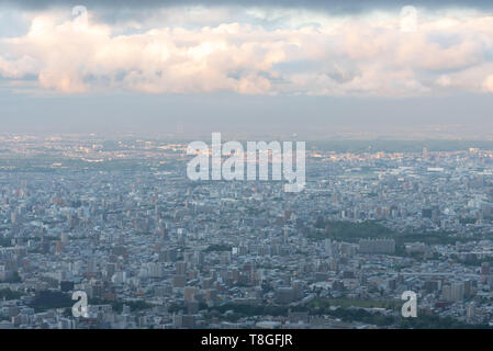 Sapporo City Skyline Blick vom Berg Moiwa. Sapporo, Hokkaido, Japan Stockfoto