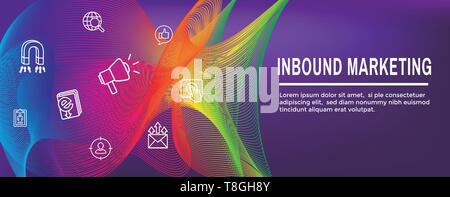 Digitale Inbound Marketing Web Banner - Vector Icons mit CTA, Wachstum, SEO, etc. Stock Vektor