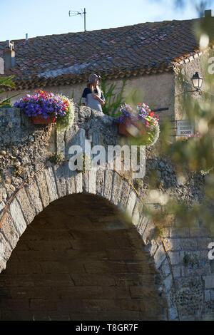 Frankreich, Aude, Le Somail, Canal du Midi, als Weltkulturerbe von der UNESCO, der Hafen von Somail Stockfoto