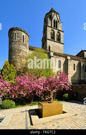 Frankreich, Correze, Vezere Tal, Limousin, Uzerche, beschriftet Les Plus beaux villages de France (Schönste Dörfer Frankreichs), Place de la Liberation, Saint Pierre Kirche Stockfoto