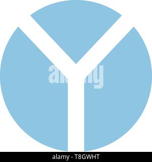 Buchstabe Y runden Symbol blau logo Kreisdiagramm Stock Vektor
