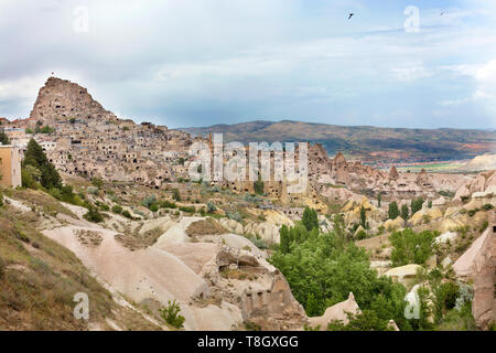 Von Uçhisar in Kappadokien, Nevsehir, Türkei. Die besonderen Stein Bildung von Kappadokien. Stockfoto