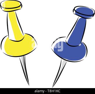 Erinnerung pins Hand gezeichnet Design, Illustration, Vektor auf weißem Hintergrund. Stock Vektor