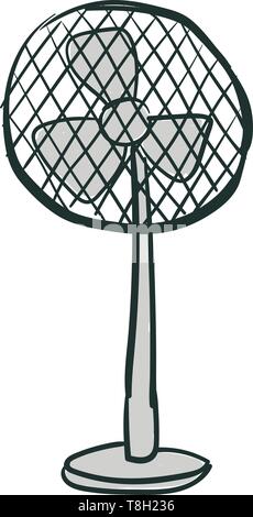 Ventilator Hand gezeichnet, Illustration, Vektor auf weißem Hintergrund. Stock Vektor