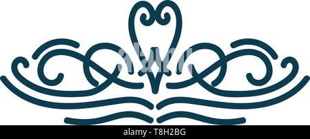 Herz ornament Design Hand gezeichnet, Illustration, Vektor auf weißem Hintergrund. Stock Vektor