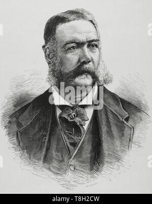 Chester Alan Arthur (1829-1886). Político estadounidense, vigésimoprimer Presidente de Los Estados Unidos. Retrato. Grabado. La Ilustración Española y Americana, 8 de Mayo de 1881. Stockfoto