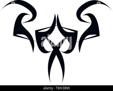 Ornament animal tattoo Hand gezeichnet Design, Illustration, Vektor auf weißem Hintergrund. Stock Vektor