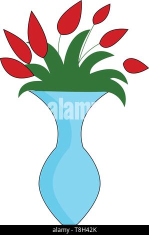 Blumen in Vase hand Design, Illustration gezeichnet, Vektor auf weißem Hintergrund. Stock Vektor