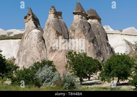 Türkei, Zentral Anatolien, Kappadokien, Weltkulturerbe der UNESCO, Pasabagi, die Mönche aufgeführt, Feenkamine Stockfoto