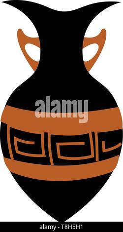 Eine Blumenvase in schöne schwarze Farbe mit Designs auf es, Vector, Farbe, Zeichnung oder Abbildung. Stock Vektor