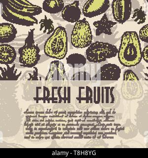 Nahtlose Hintergrund mit Früchten, die für das Restaurant Industrie und Märkten ideal ist. Vector Illustration für Ihr Design Stock Vektor