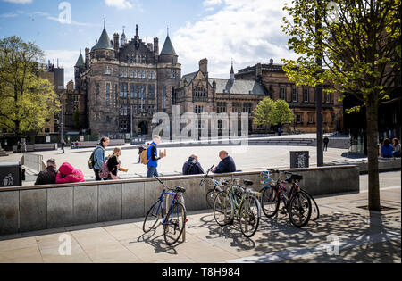 Einen allgemeinen Überblick über Teviot Row House Student Union an der Universität von Edinburgh, Edinburgh. Stockfoto