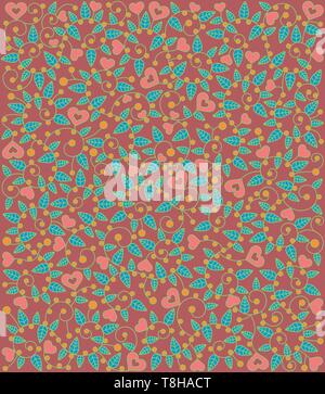 Vintage Hintergrund mit Herzen und Blätter Stock Vektor