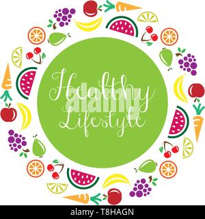 Gesunder Lebensstil" mit Früchten Stock Vektor