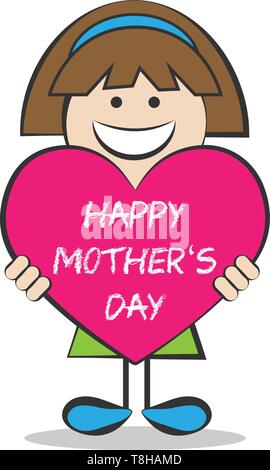 Muttertag Vektor mit einem Kind und ein Herz Stock Vektor