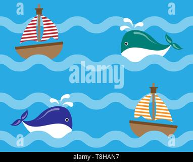 Nahtlose Ozean Muster Hintergrund Vektor Stock Vektor