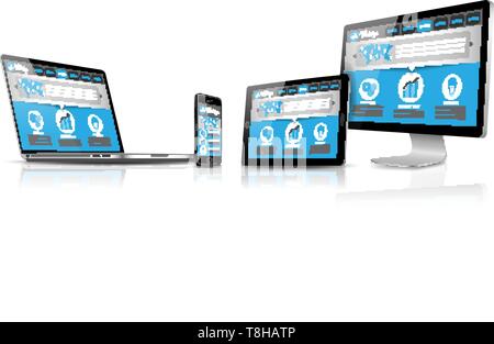 Web design Vector Set lcd-display mobile Geräte PC-Monitor Stock Vektor