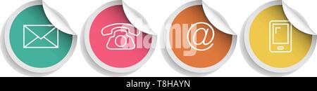 Kontakt Vector Icons Knöpfe bunte Stock Vektor