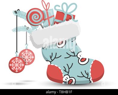 Weihnachtsstrumpf cute Vektor icon Stock Vektor