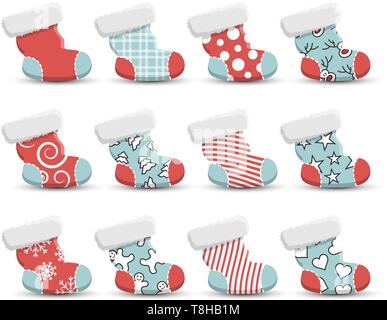 Weihnachtsstrumpf Vektor einrichten Stock Vektor