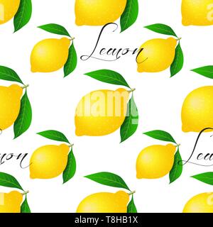 Nahtlose Muster mit Zitronen. Vector Illustration für Ihr Design Stock Vektor