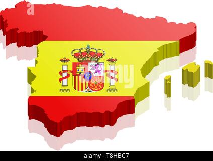 Spanien Karte mit Landesflagge Stock Vektor