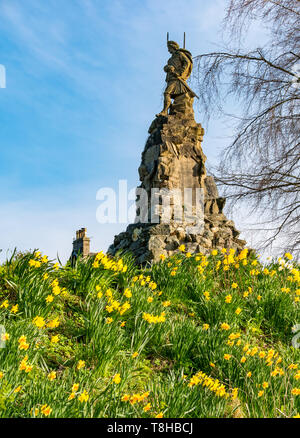 Black Watch Regiment Denkmal mit Statue der Farquhar Shaw Statue, Aberfeldy, Perthshire, Schottland, Großbritannien Stockfoto