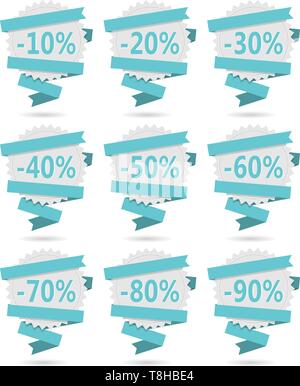 Angebot Zeichen label Icons einstellen Stock Vektor