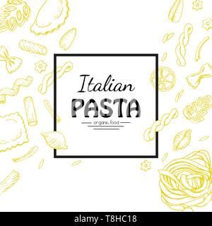Vektor quadratischen Rahmen der italienischen Pasta. Vector Illustration für Ihr Design Stock Vektor