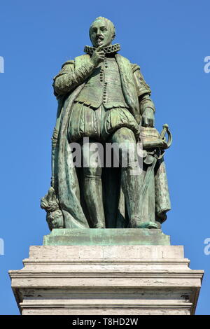 Die Statue von Prinz William der Erste, Prinz von Oranien (1533, 1584), von Louis Royer konzipiert. Auf Plein Square in Den Haag, Niederlande Stockfoto