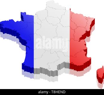 Frankreich Map 3d Stock Vektor