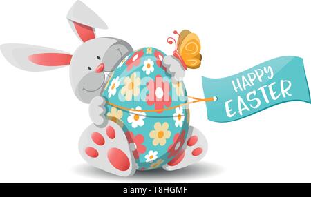 Happy Osterhase und Ostereier Stock Vektor