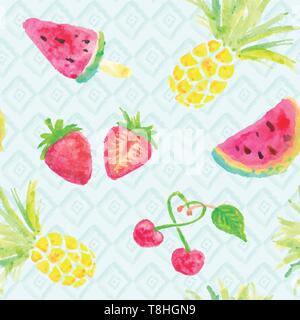 Bunte nahtlose Früchte Aquarell vector Hintergrund Stock Vektor
