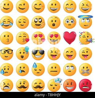 Smileys emoticons Vektor einrichten Stock Vektor