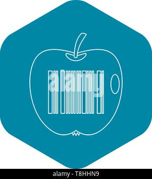 Apfel mit Barcode Symbol skizzieren Stil Stock Vektor