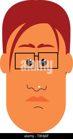 Ein Mann mit Rot langes Haar zu tragen quadratische Gläser, Vector, Farbe, Zeichnung oder Abbildung. Stock Vektor