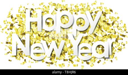 Frohes neues Jahr mit goldenen Konfetti isoliert Stock Vektor