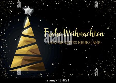 Weihnachtsbaum golden polygon Karte Stock Vektor
