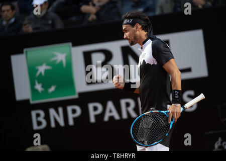 Rom, Italien. 13. Mai, 2019. Fabio Fognini (ITA) feiert gegen Jo-Wilfried Tsonga (FRA) während Internazionali BNL D'Italia Italian Open auf dem Foro Italico, Rom, Italien Am 13. Mai 2019. Foto von Giuseppe Maffia. Credit: UK Sport Pics Ltd/Alamy leben Nachrichten Stockfoto