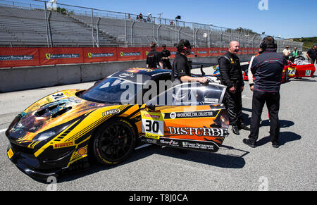 11. Mai 2019 Monterey CA, USA #30 Dave Musial von Ferrari See Wald auf dem Netz während der Ferrari Challenge Rennen 1 P/P - morgens bei Weathertech Raceway Laguna Seca in Monterey CA Thurman James/CSM Stockfoto