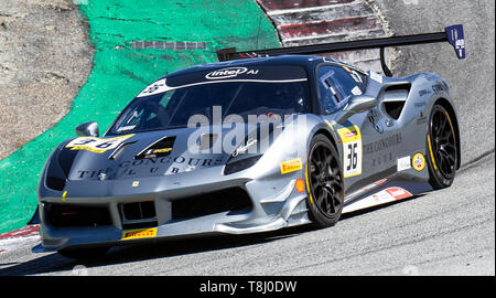 11. Mai 2019 Monterey CA, USA #36 Neil Gehani der Continental Autosports in er Korkenzieher während der Ferrari Challenge Rennen 1 P/P - morgens bei Weathertech Raceway Laguna Seca in Monterey CA Thurman James/CSM Stockfoto