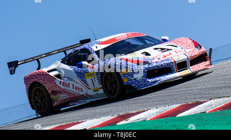 11. Mai 2019 Monterey CA, USA #1 Thomas Tippl von Ferrari von Beverly Hill in der Korkenzieher in der Ferrari Challenge Rennen 1 P/P - morgens bei Weathertech Raceway Laguna Seca in Monterey CA Thurman James/CSM kommenden Stockfoto