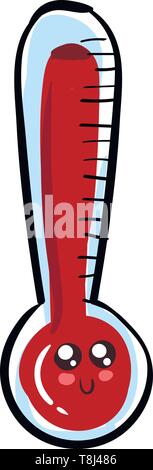 Happy Thermometer in roter Farbe mit einem Smiley, Vector, Farbe, Zeichnung oder Abbildung niedlich. Stock Vektor