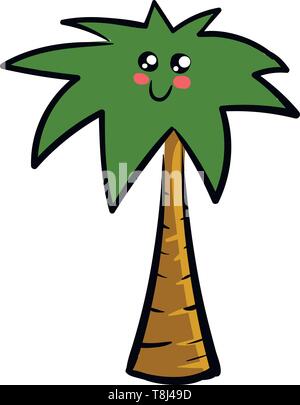Eine niedliche kleine Palme, die in der Farbe grün mit vielen Verzweigungen, Vector, Farbe, Zeichnung oder Abbildung. Stock Vektor