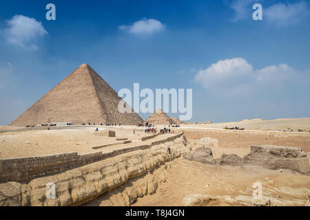 Pyramide von Gizeh Komplex in der Nähe von Kairo, Ägypten Stockfoto