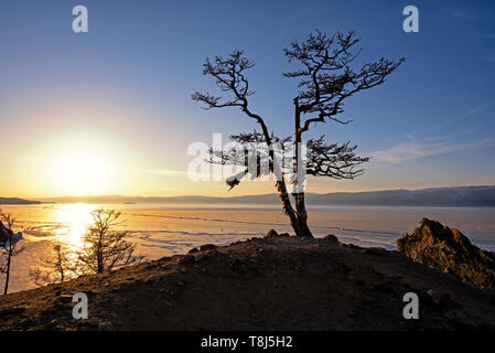 Insel Olchon im Baikalsee bei Sonnenuntergang, Sibirien, Russland Stockfoto
