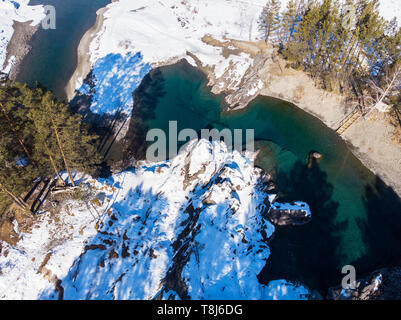 Luftaufnahme von Winter blaue Seen Stockfoto