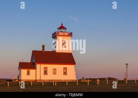 Kanada, Prince Edward Island, Holz Inseln, Holz Inseln Leuchtturm, Sonnenuntergang Stockfoto